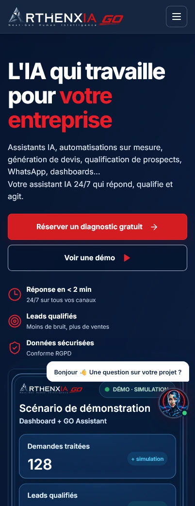 Interface mobile d'ARTHENXIA GO